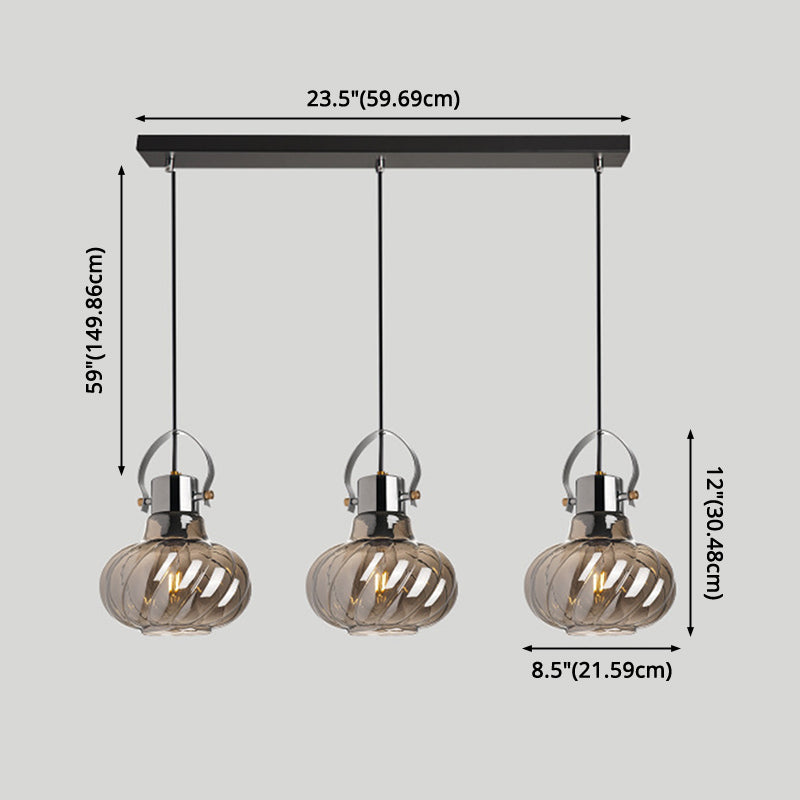Éclairage de luminaire pendentif pour salle à manger avec une teinte en verre de citrouille
