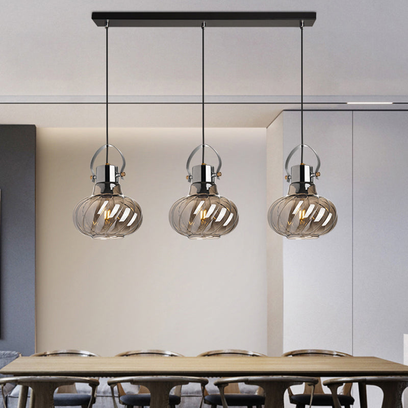 Éclairage de luminaire pendentif pour salle à manger avec une teinte en verre de citrouille
