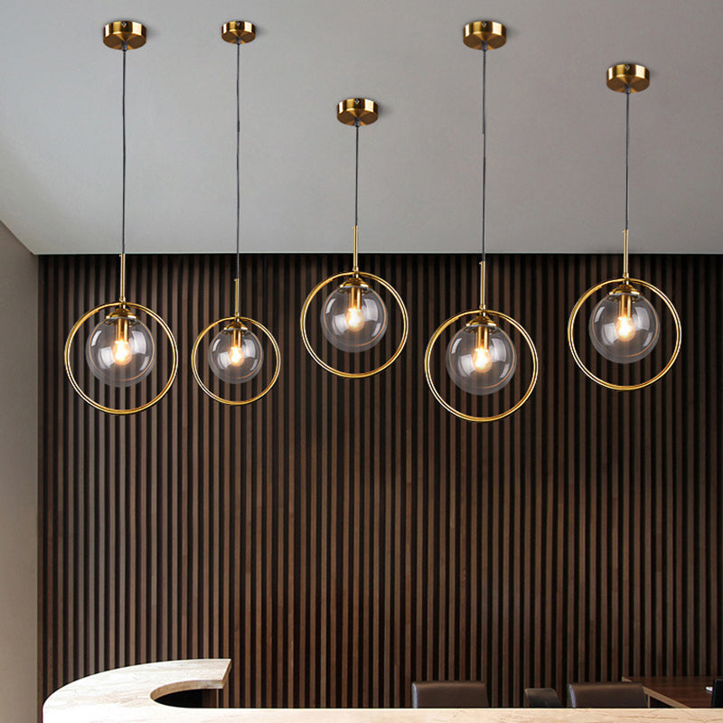 Spherical Pendant Lighting Contemporary Style Glass Clear Pendant Light Fixture for Bedroom