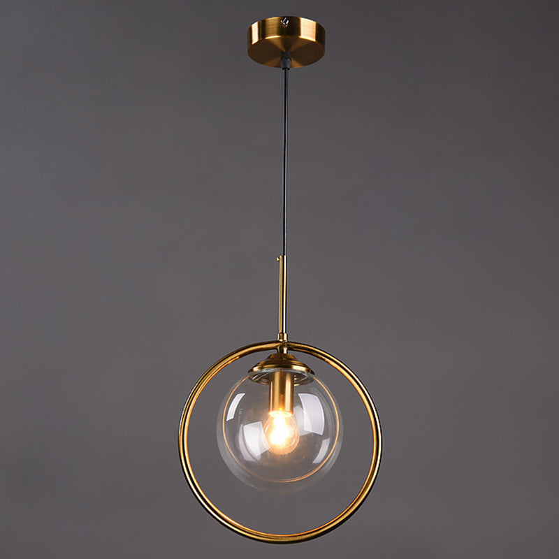 Spherical Pendant Lighting Contemporary Style Glass Clear Pendant Light Fixture for Bedroom