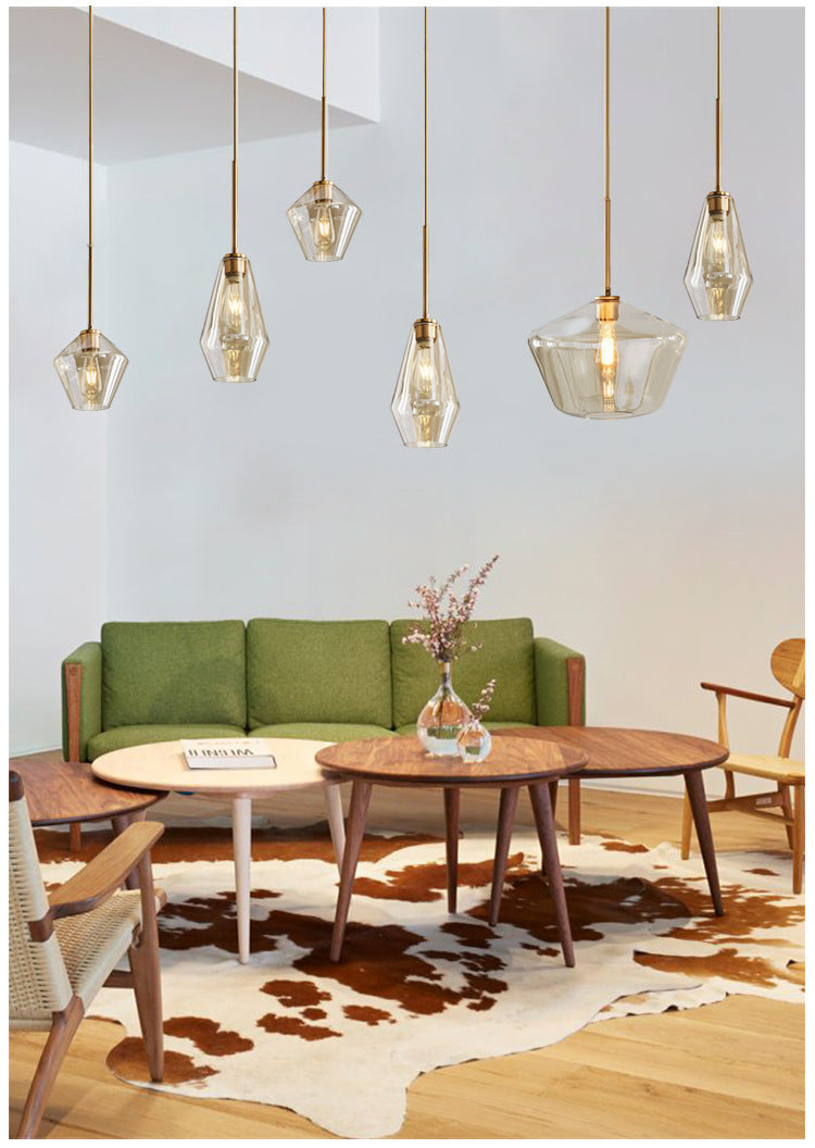 Minimalismo appiccicoso soffitto a coppa a forma di illuminazione a sospensione con tonalità di vetro