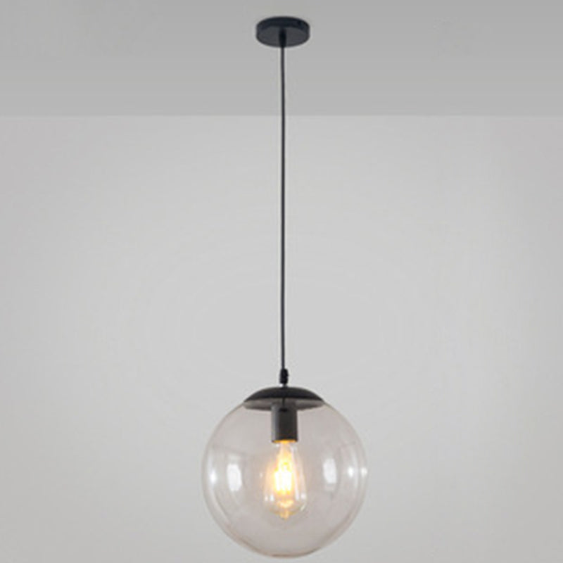 Restaurant Pendant Lighting Fixture Minimalist Style Pendant Ceiling Light with Orb Glass Shade