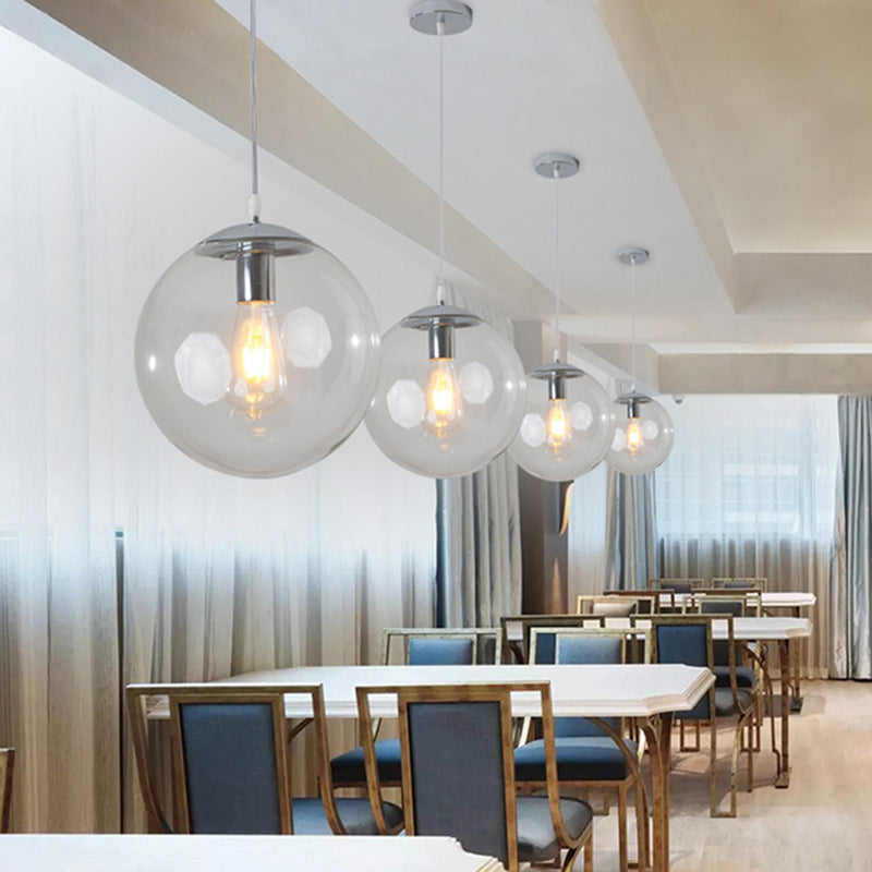Restaurant Pendant Lighting Fixture Minimalist Style Pendant Ceiling Light with Orb Glass Shade