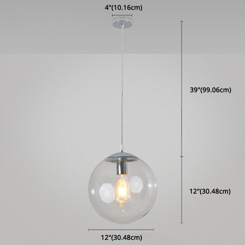 Restaurant Pendant Lighting Fixture Minimalist Style Pendant Ceiling Light with Orb Glass Shade
