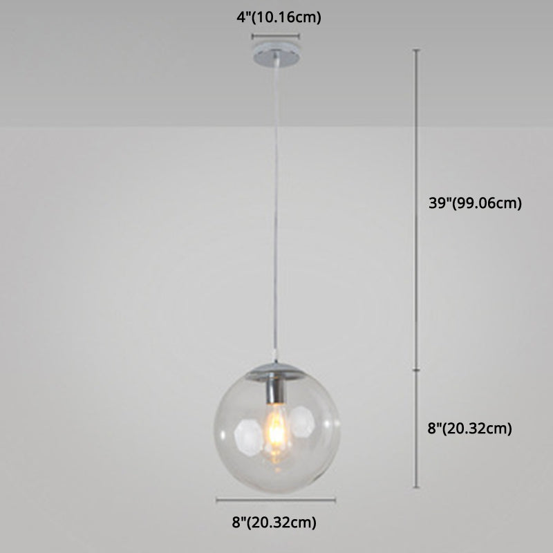 Restaurant Pendant Lighting Fixture Minimalist Style Pendant Ceiling Light with Orb Glass Shade