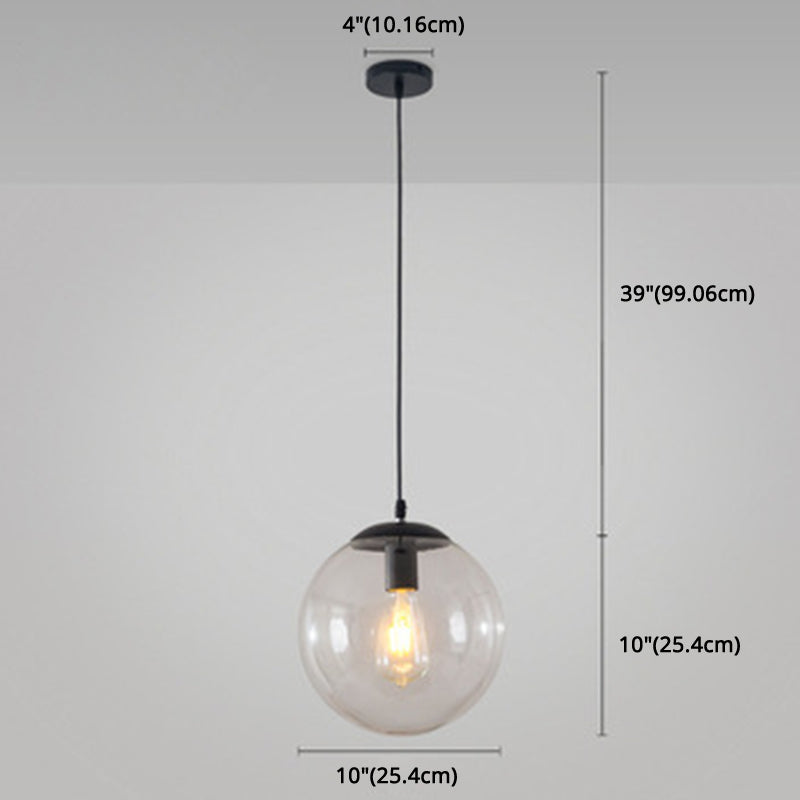 Restaurant Pendant Lighting Fixture Minimalist Style Pendant Ceiling Light with Orb Glass Shade