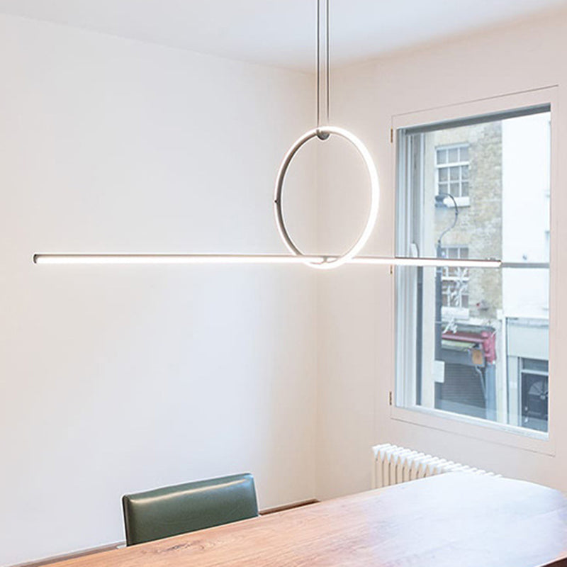 Lines Shape Hanging Pendant Light Contemporary Metal LED Office Suspended Lighting Fixture in Black