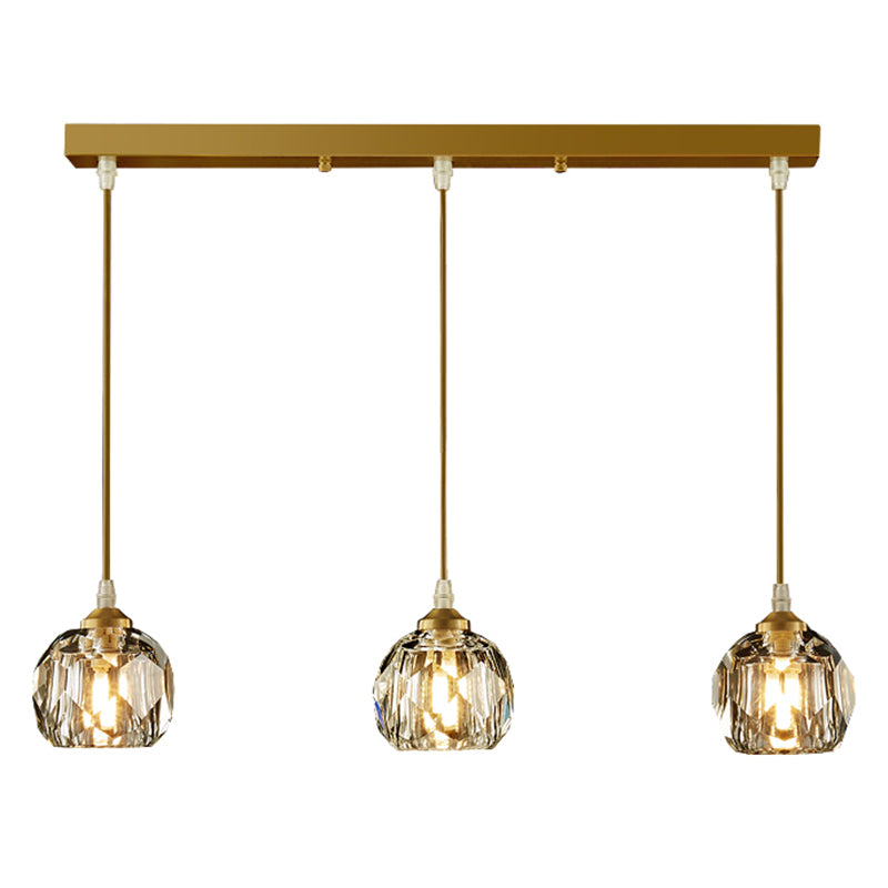 Crystal Geometric Pendant Lighting Fixture Modern LED Gold Suspension Pendant Light