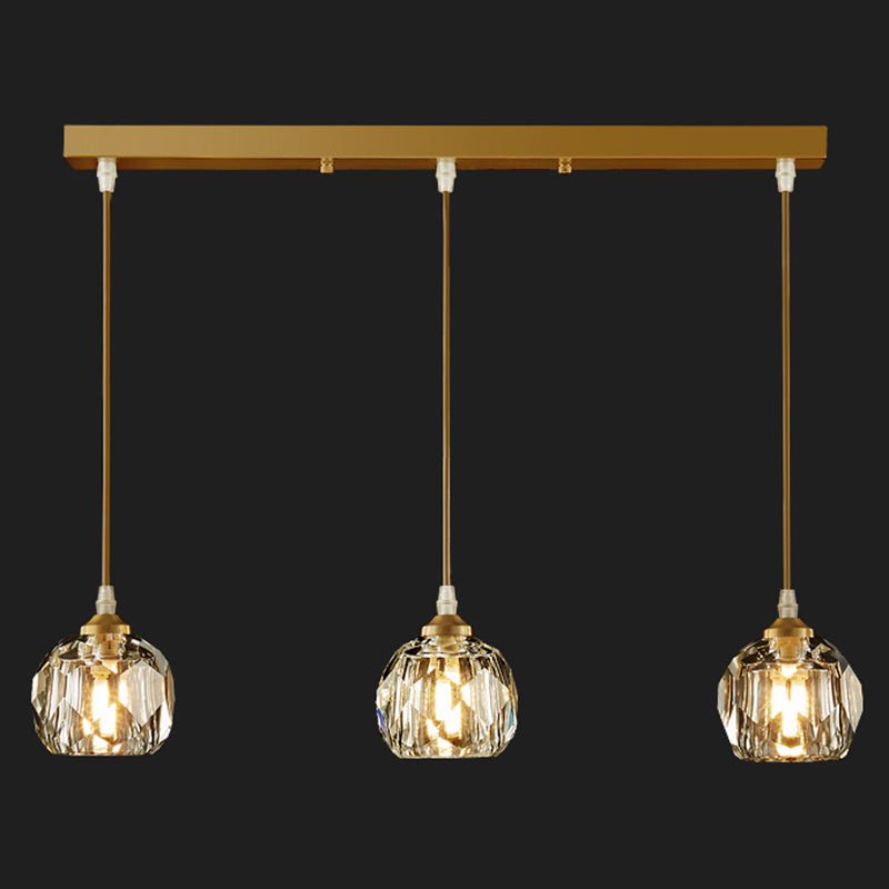 Crystal Geometric Pendant Lighting Fixture Modern LED Gold Suspension Pendant Light