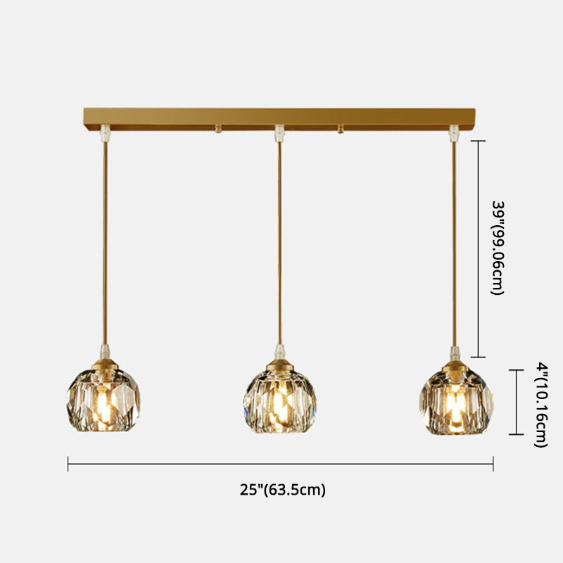 Crystal Geometric Pendant Lighting Fixture Modern LED Gold Suspension Pendant Light