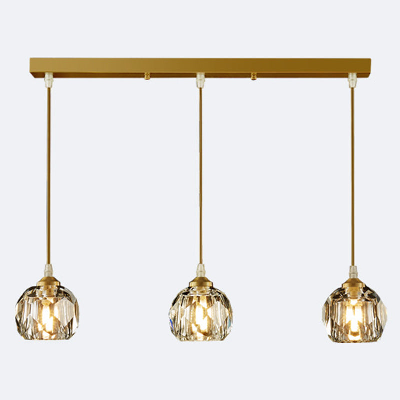 Crystal Geometric Pendant Lighting Fixture Modern LED Gold Suspension Pendant Light