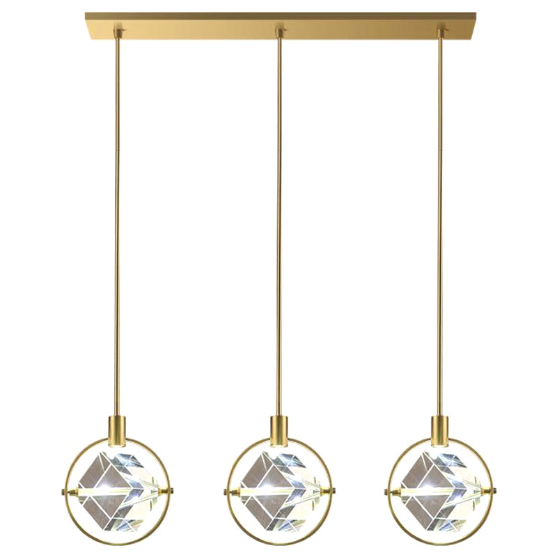 Cristal cubique suspendu plafonnier style moderne LED Gold Éclairage en suspension