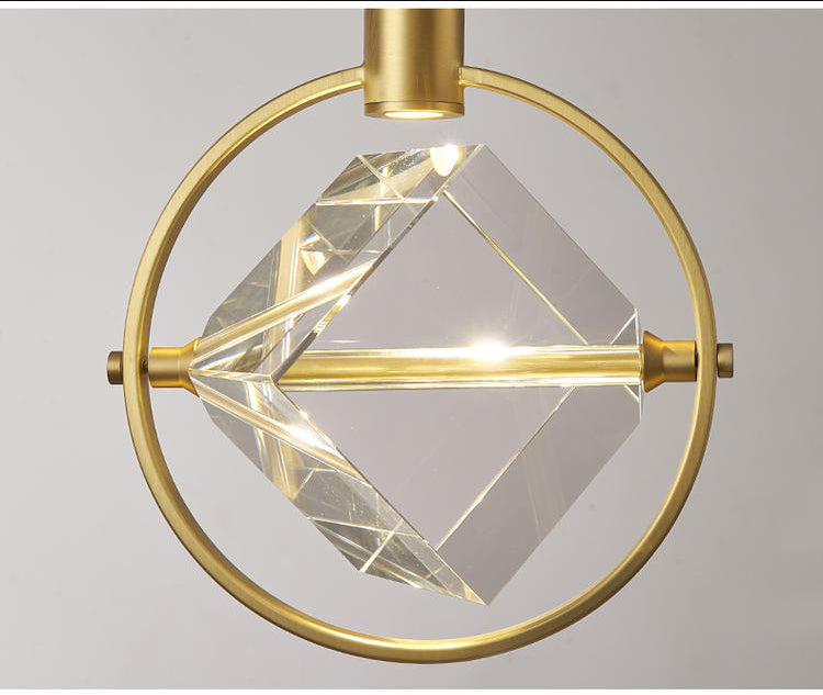 Cristal cubique suspendu plafonnier style moderne LED Gold Éclairage en suspension