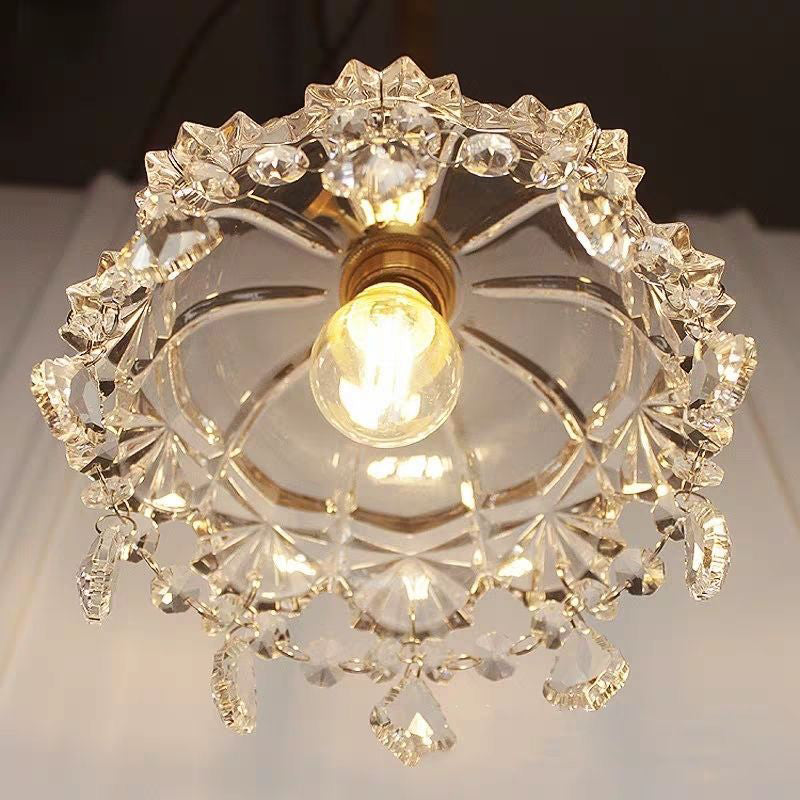 Glass Flower Pendant Ceiling Light Contemporary Suspended Lighting Fixture in Gold