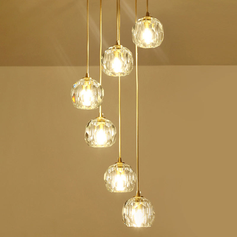 Gold Tapered Hanging Pendant Light Modern Style Crystal Suspended Lighting Fixture