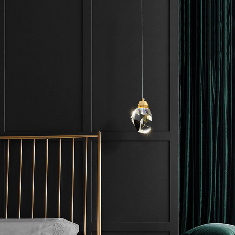 Lampada a pendente a forma di pietra di cristallo Stile contemporaneo in stile ciondolo di illuminazione in oro