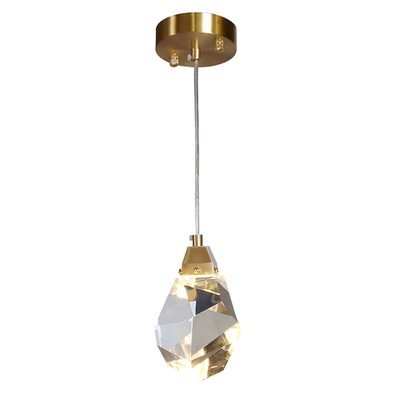 Lampada a pendente a forma di pietra di cristallo Stile contemporaneo in stile ciondolo di illuminazione in oro