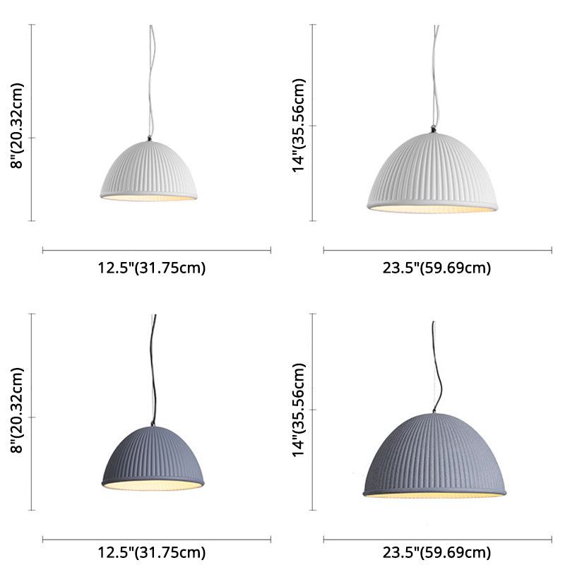 Ribbed Hanging Pendant Light Minimalist Style Resin Pendant Lighting Fixture for Dinning Room