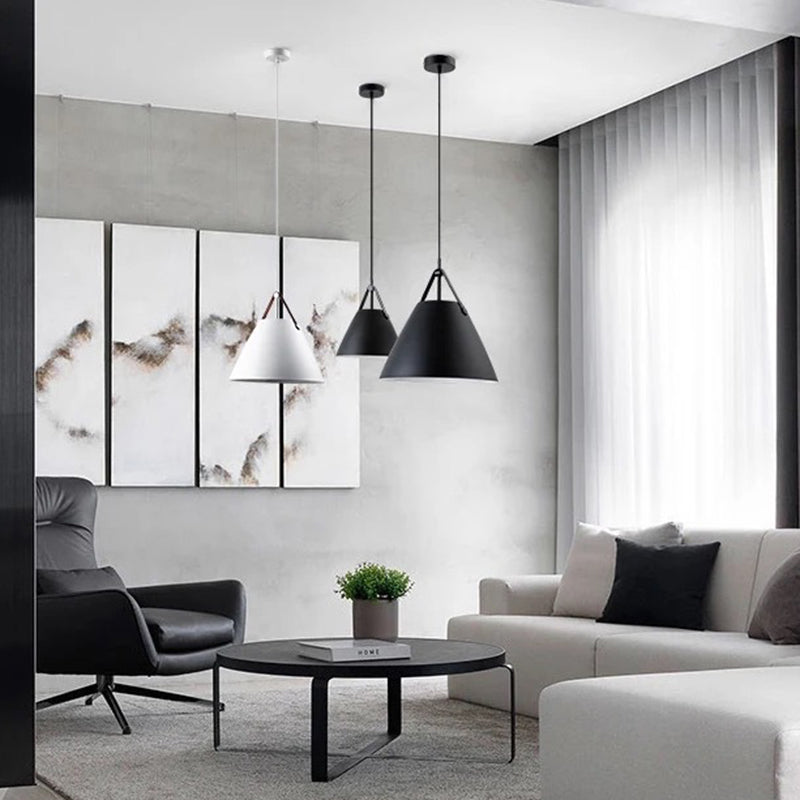 Metal Conical Suspension Pendant Minimalist Style Pendant Ceiling Light for Living Room