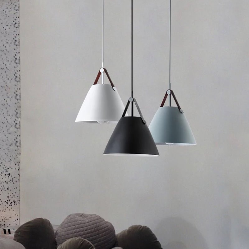 Metal Conical Suspension Pendant Minimalist Style Pendant Ceiling Light for Living Room
