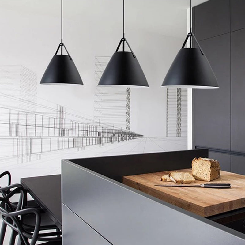 Metal Conical Suspension Pendant Minimalist Style Pendant Ceiling Light for Living Room