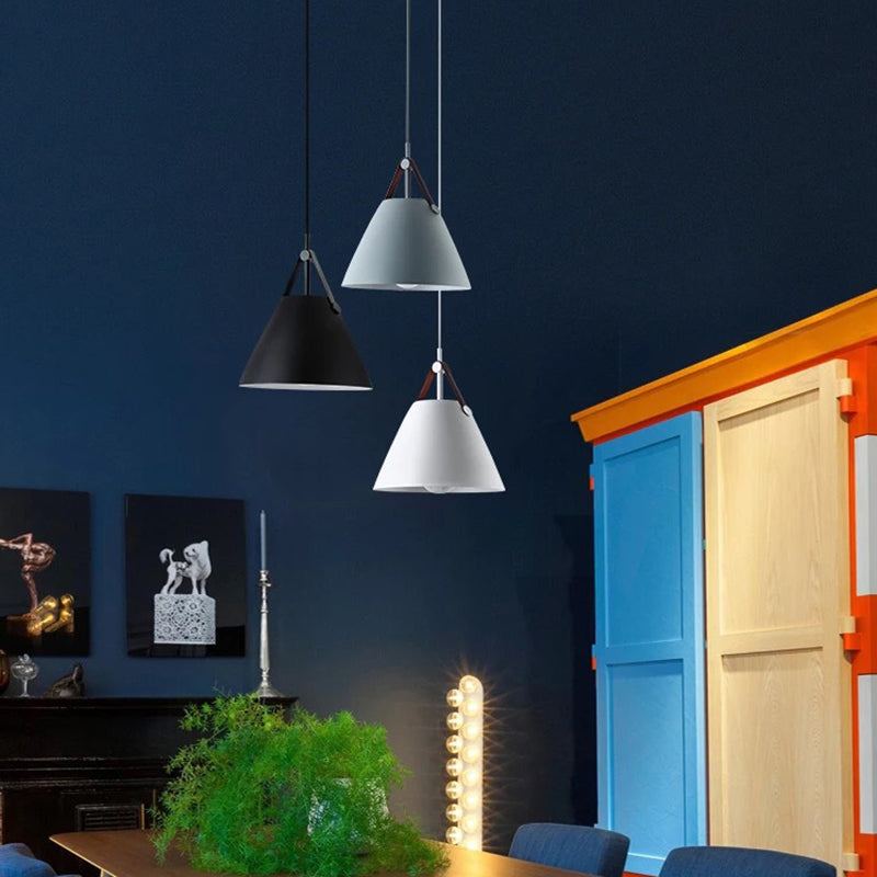 Metal Conical Suspension Pendant Minimalist Style Pendant Ceiling Light for Living Room