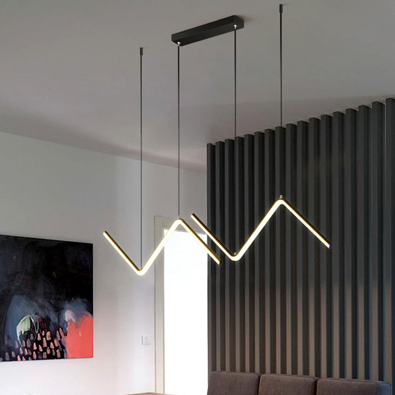 Zigzag Pendant Lighting Fixture Contemporary Style LED Metal Suspended Lighting Fixture