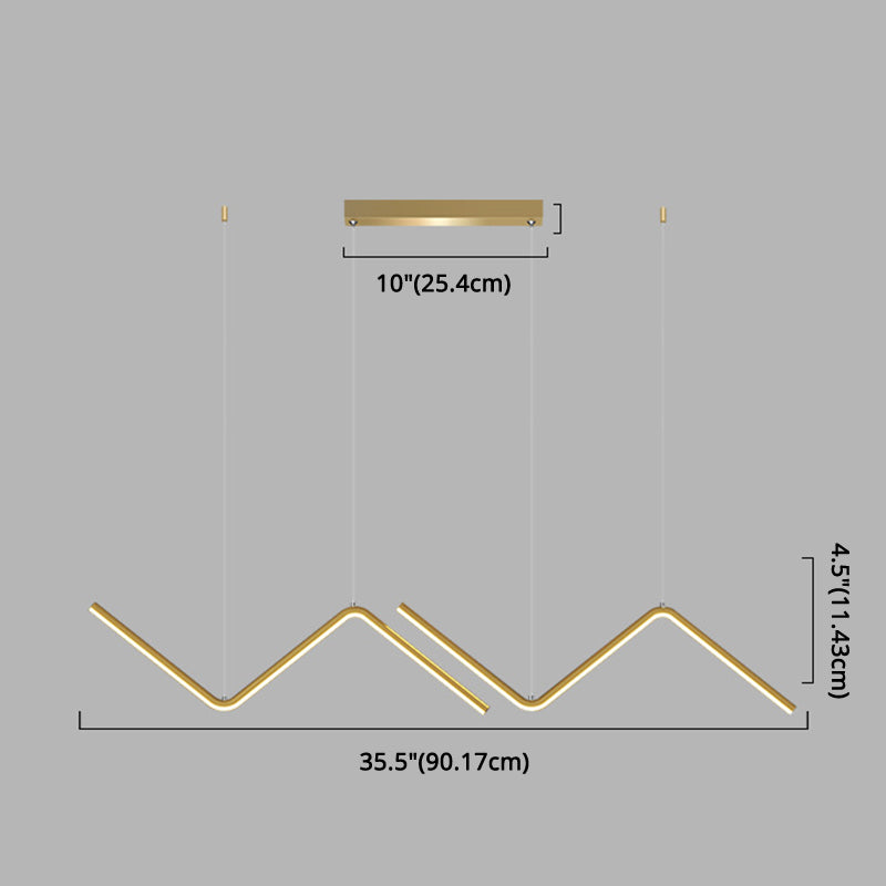 Zigzag Pendant Lighting Fixture Contemporary Style LED Metal Suspended Lighting Fixture