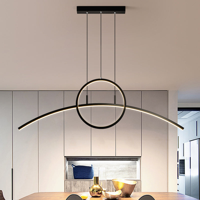 Circle and Linear Pendant Lighting Fixture Modern Style LED Metal Hanging Light Fixture