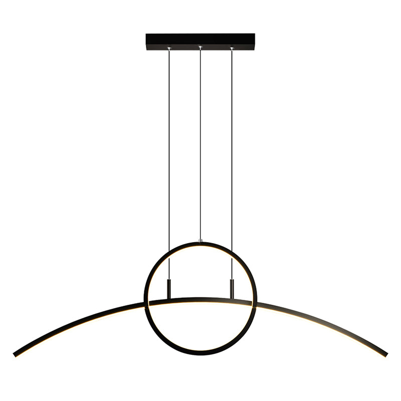 Circle and Linear Pendant Lighting Fixture Modern Style LED Metal Hanging Light Fixture