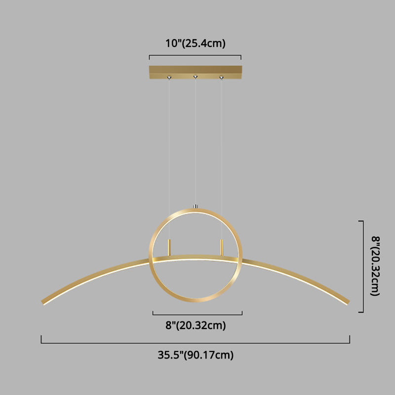 Circle and Linear Pendant Lighting Fixture Modern Style LED Metal Hanging Light Fixture