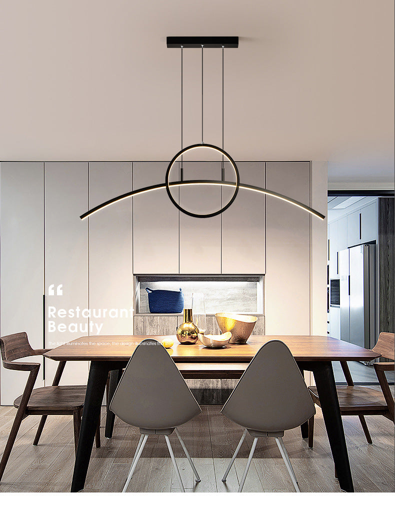 Circle and Linear Pendant Lighting Fixture Modern Style LED Metal Hanging Light Fixture