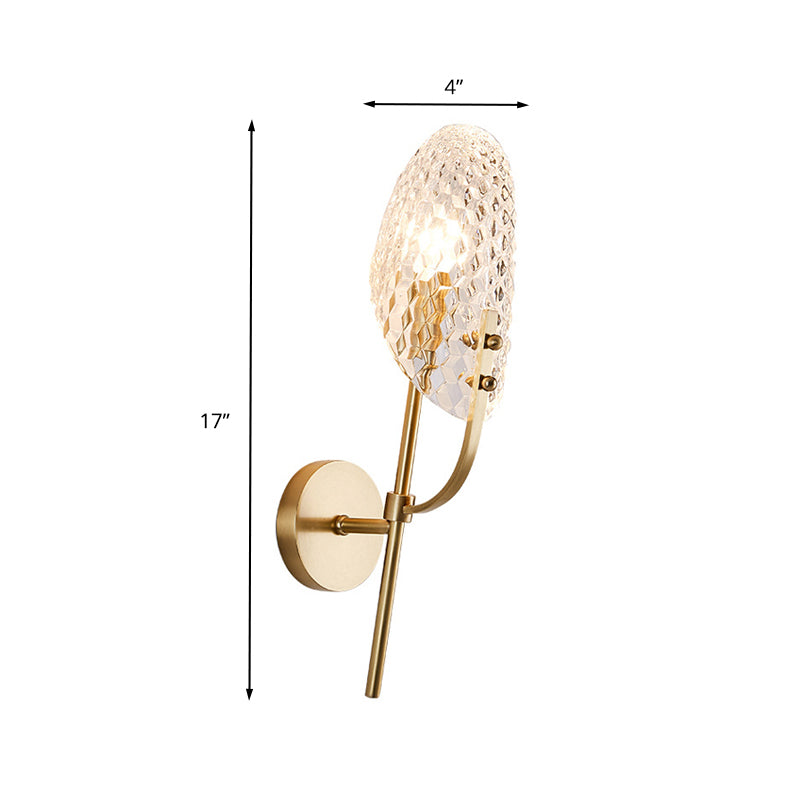 Beveled Shade Wall Light Fixture Modern Crystal 1 Light Brass Wall Sconce Light for Hallway