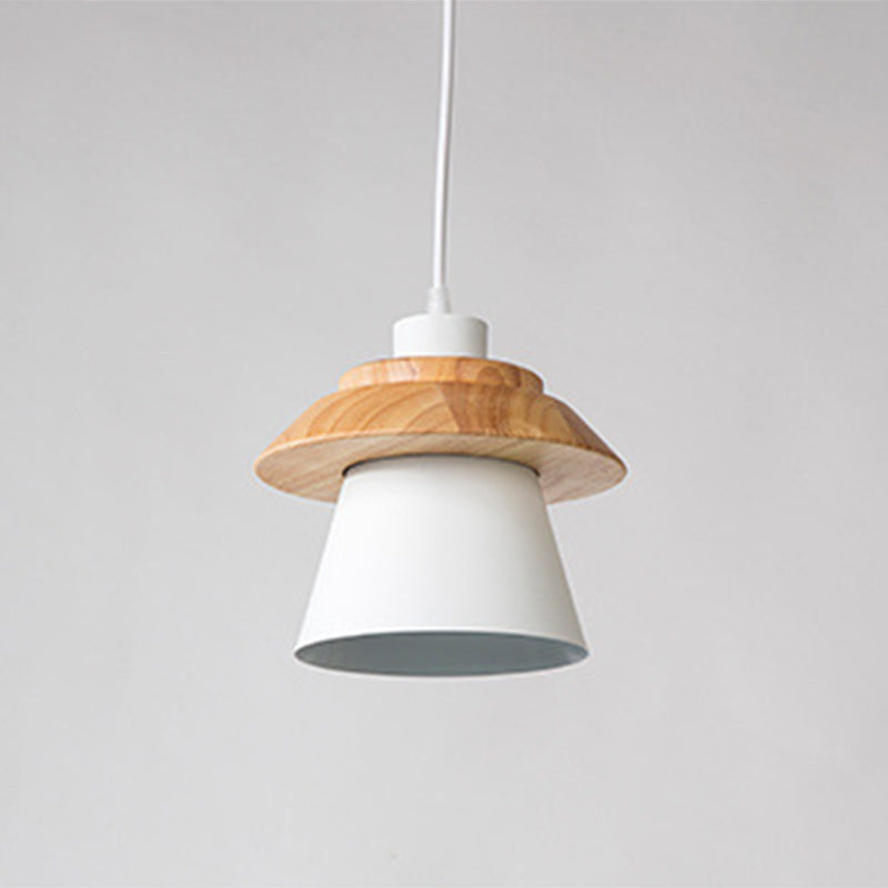 Metal Wooden Top Pendant Light Fixture Minimalist Down Lighting Pendant for Dinning Room