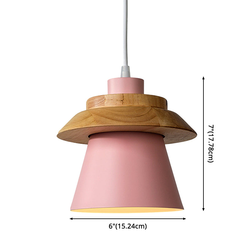 Metal Wooden Top Pendant Light Fixture Minimalist Down Lighting Pendant for Dinning Room