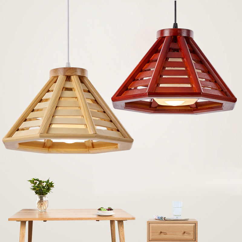 Moderne stijl hanglampverlichting bevestiging conische hanglamp met hout tint