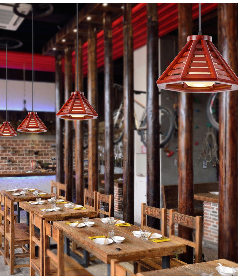 Moderne stijl hanglampverlichting bevestiging conische hanglamp met hout tint