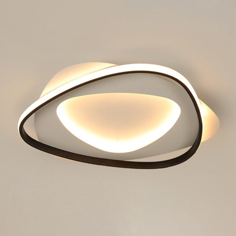 Triangle Bedroom Flush Mount Light Fixture Metal LED Modern Flush Mount Ceiling Light in Black