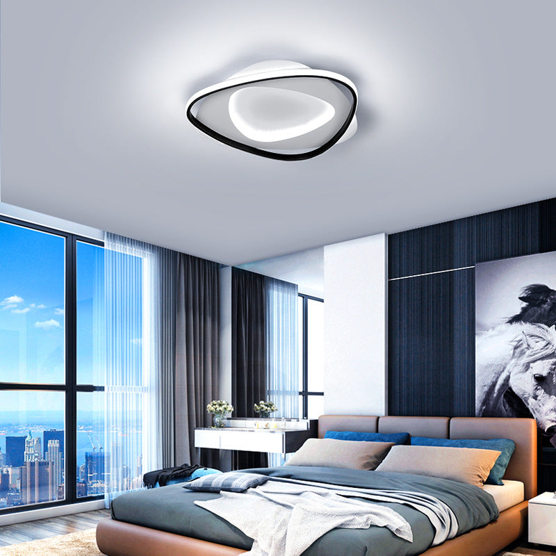 Triangle Bedroom Flush Mount Light Fixture Metal LED Modern Flush Mount Ceiling Light in Black