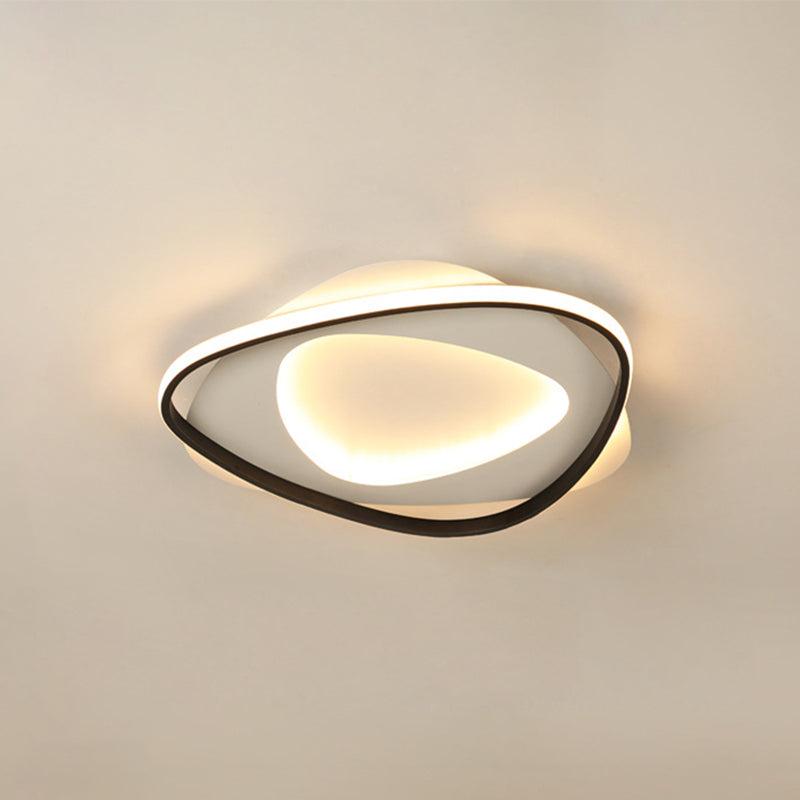 Triangle Bedroom Flush Mount Light Fixture Metal LED Modern Flush Mount Ceiling Light in Black