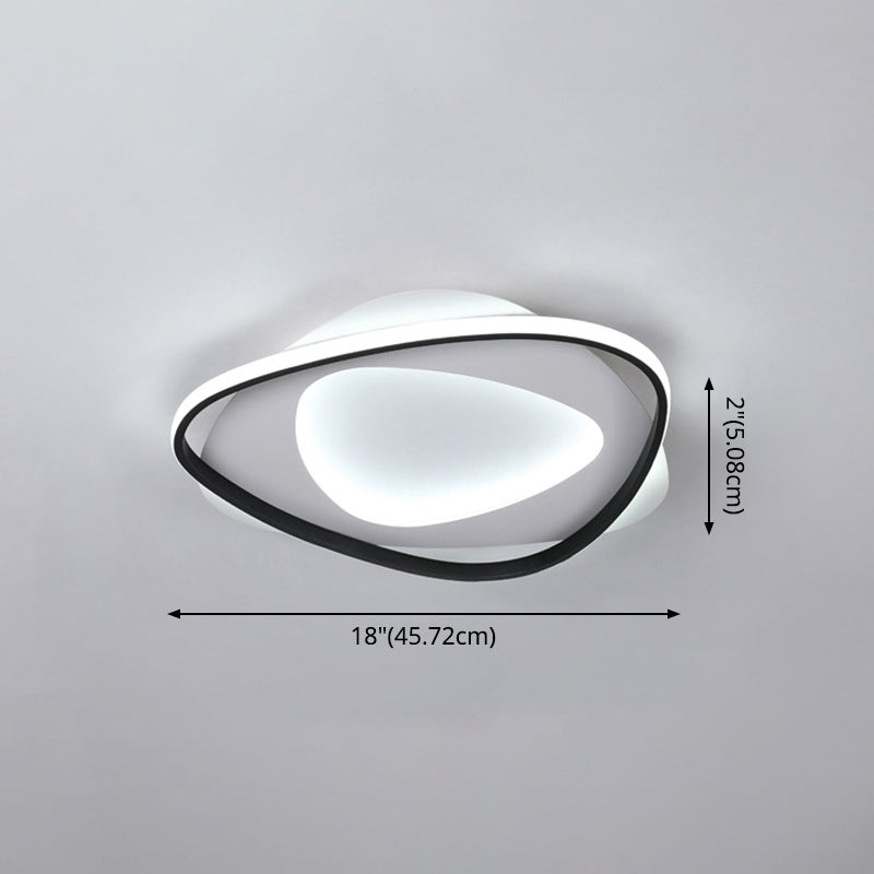 Triangle Bedroom Flush Mount Light Fixture Metal LED Modern Flush Mount Ceiling Light in Black