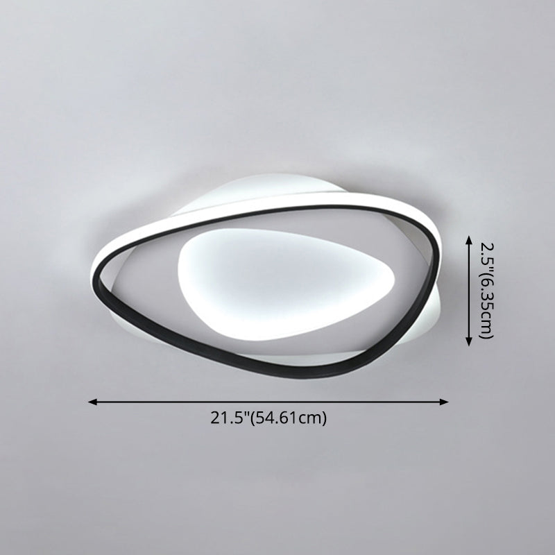 Triangle Bedroom Flush Mount Light Fixture Metal LED Modern Flush Mount Ceiling Light in Black