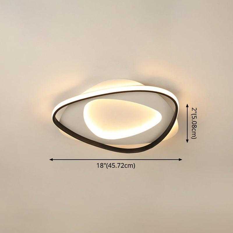 Triangle Bedroom Flush Mount Light Fixture Metal LED Modern Flush Mount Ceiling Light in Black