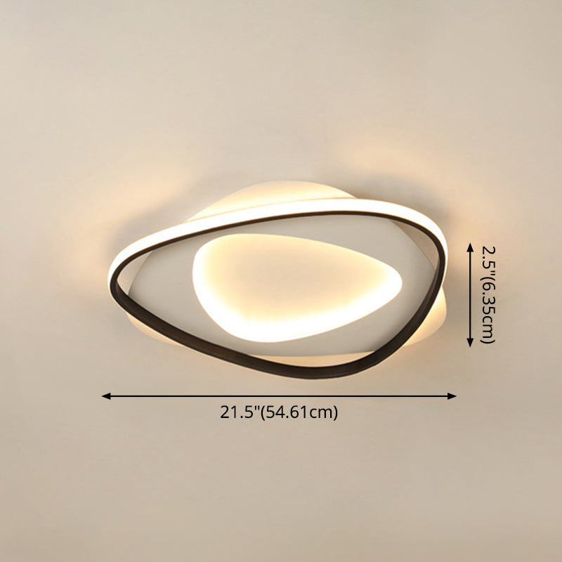 Triangle Bedroom Flush Mount Light Fixture Metal LED Modern Flush Mount Ceiling Light in Black