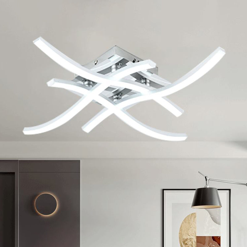Plafoniera moderna a LED per montaggio a semi-incasso Lampada da soffitto cromata intrecciata per montaggio a incasso con paralume in metallo