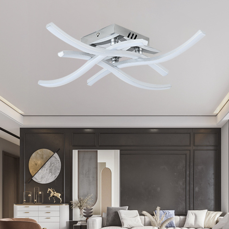 Plafoniera moderna a LED per montaggio a semi-incasso Lampada da soffitto cromata intrecciata per montaggio a incasso con paralume in metallo