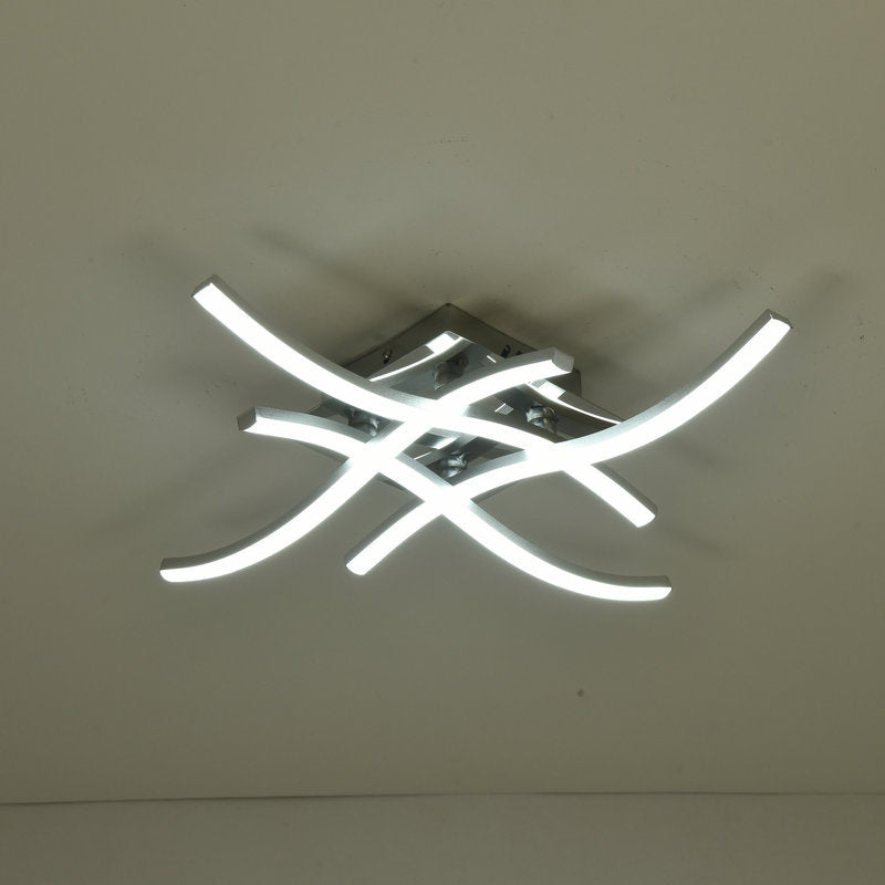Plafoniera moderna a LED per montaggio a semi-incasso Lampada da soffitto cromata intrecciata per montaggio a incasso con paralume in metallo