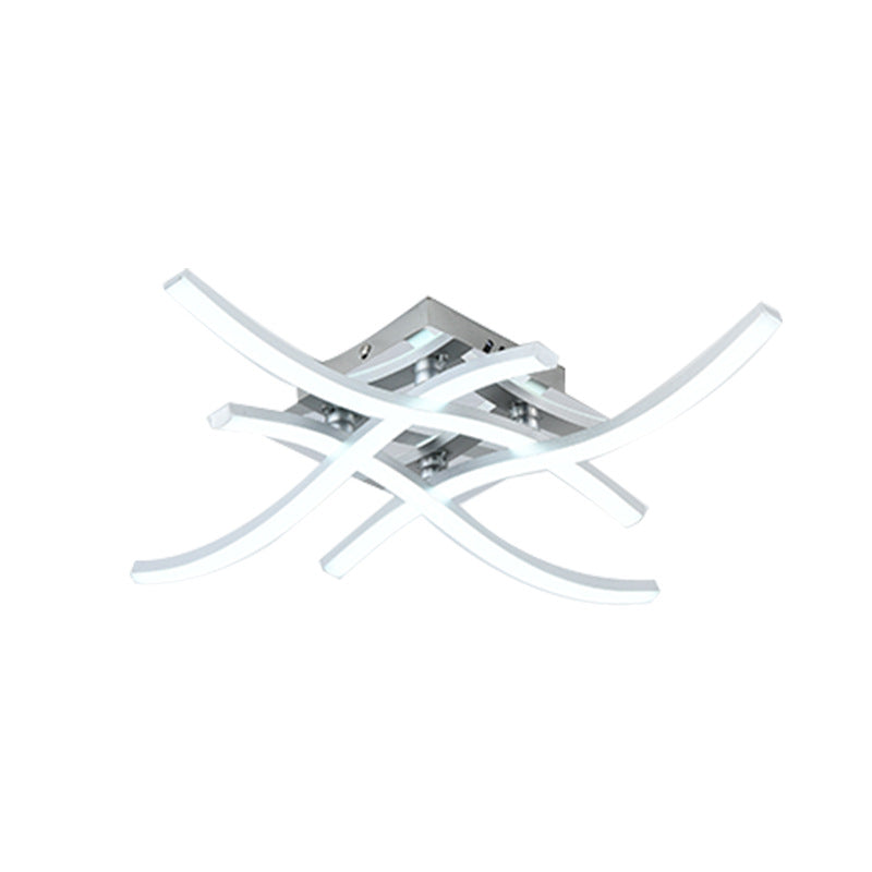 Plafoniera moderna a LED per montaggio a semi-incasso Lampada da soffitto cromata intrecciata per montaggio a incasso con paralume in metallo