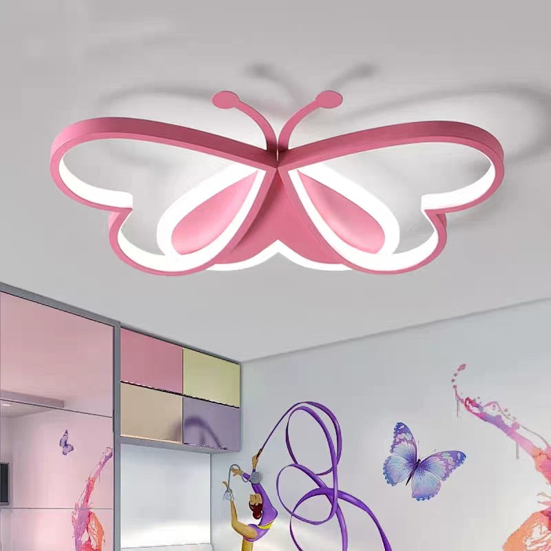 Pink Butterfly Close To Ceiling Lighting Cartoon LED Acrylic Ceiling Light Fixture