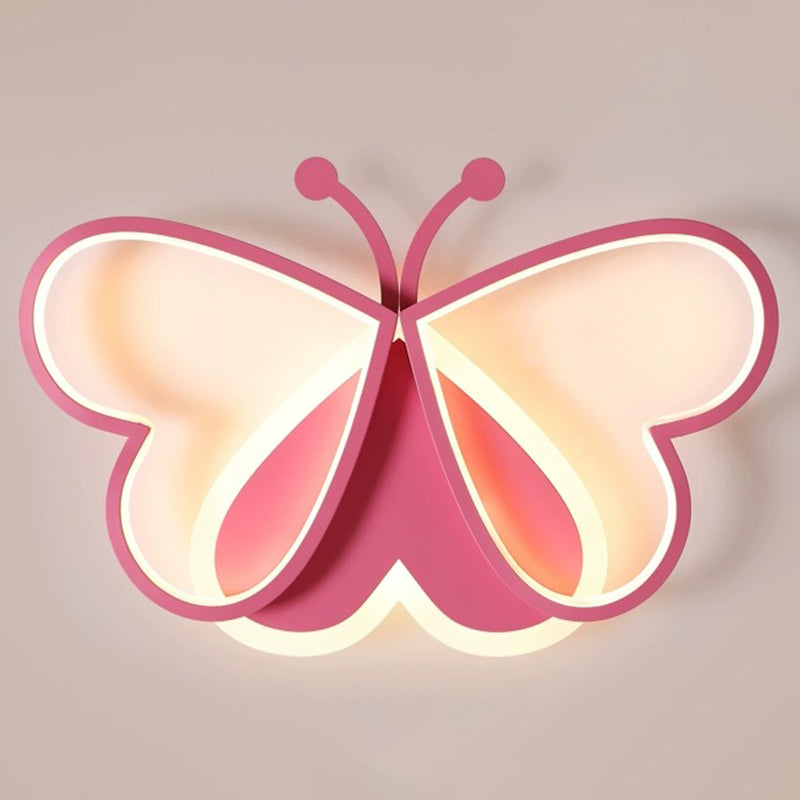 Pink Butterfly Close To Ceiling Lighting Cartoon LED Acrylic Ceiling Light Fixture